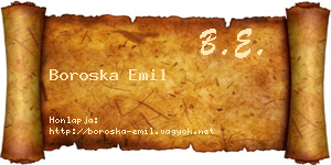 Boroska Emil névjegykártya